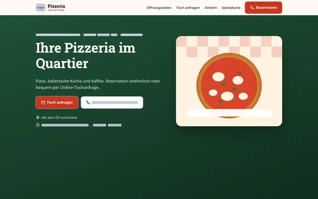 Beispielentwurf Startseite für ein Restaurant, Computeransicht